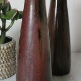 Pair of enamelled ceramic candlesticks