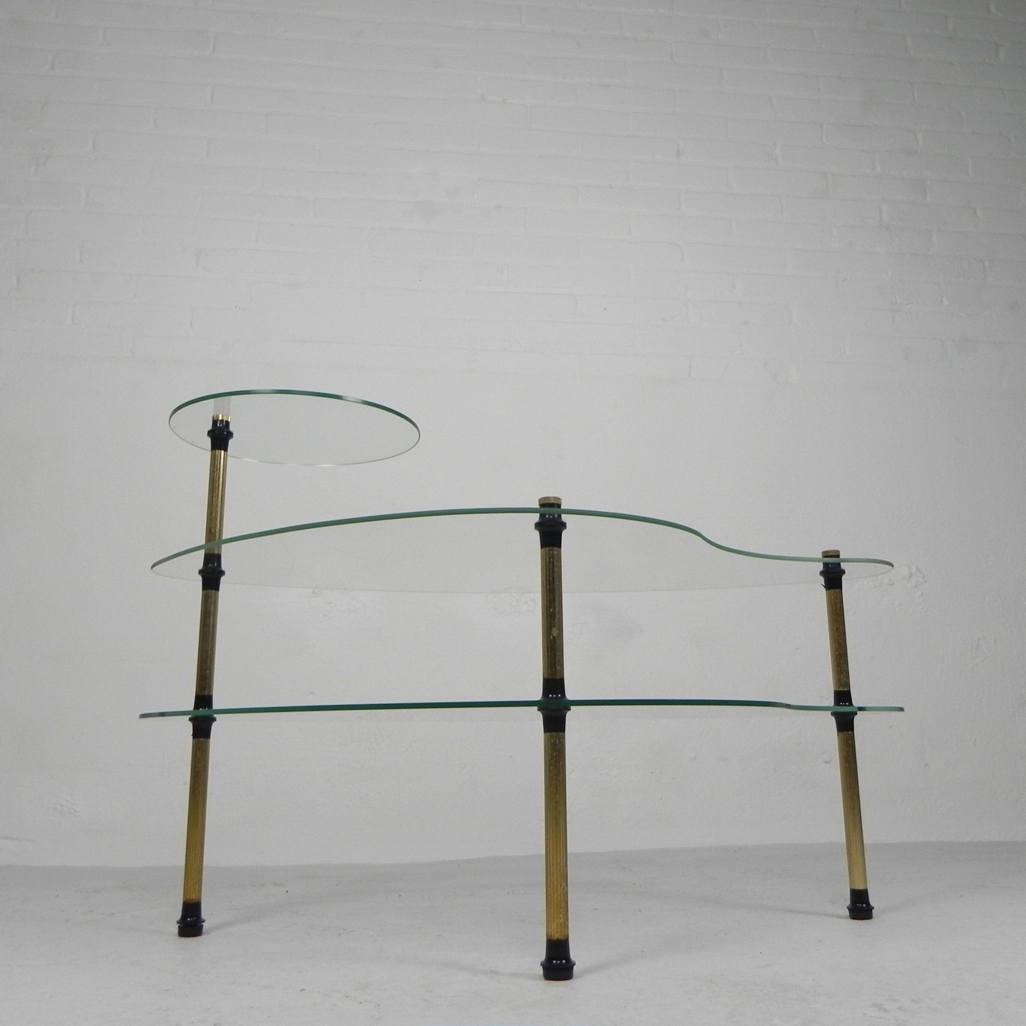 Etagere with 3 glass plates, kidney shape, 1950s