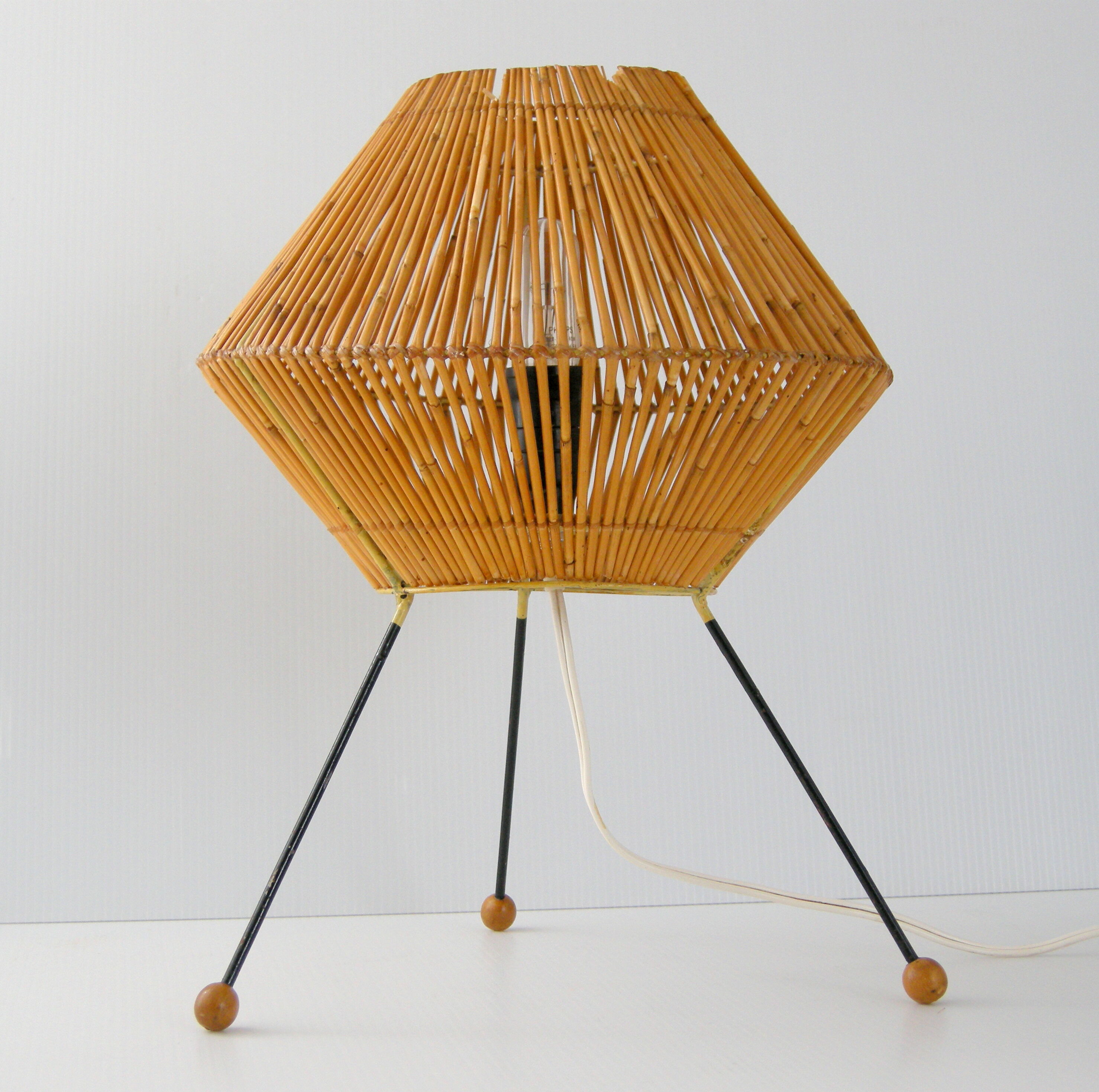 Three-year rattan lamp 1950 vintage