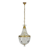 Ancien lustre montgolfière, pampilles en verre. Années 50 60