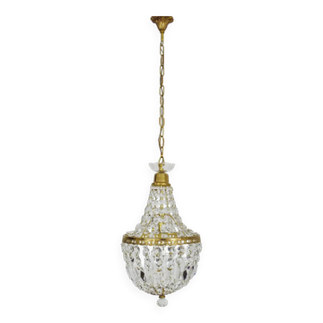 Antique hot air balloon chandelier with glass pendants. 1950s-1960s