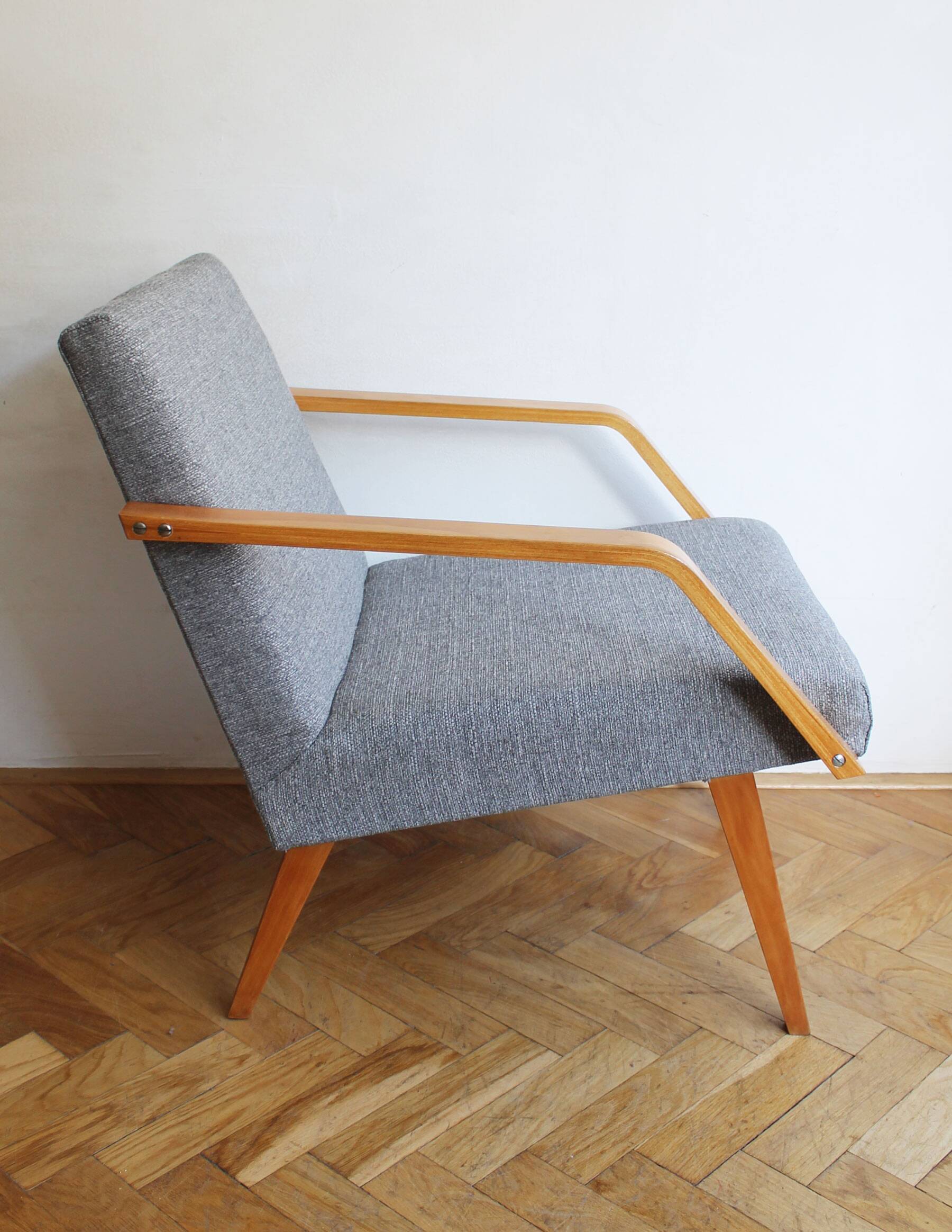 Pair of 1970s Armchairs by Mier with new fabric