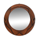 Belgian Art Deco Round Mirror with Geometric Wooden Frame, circa 1920