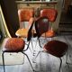 Lot of 4 vintage chairs in skai camel croc effect