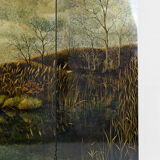 Screen by Bernard Cuenin with lacquered landscape, circa 1970