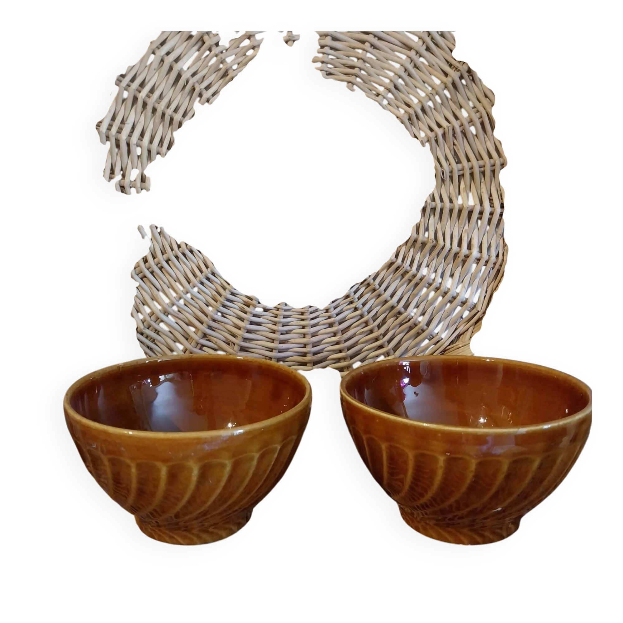 Antique faceted earthenware bowls