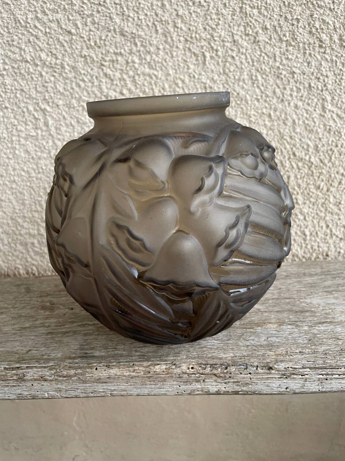 Art Deco frosted glass ball vase.