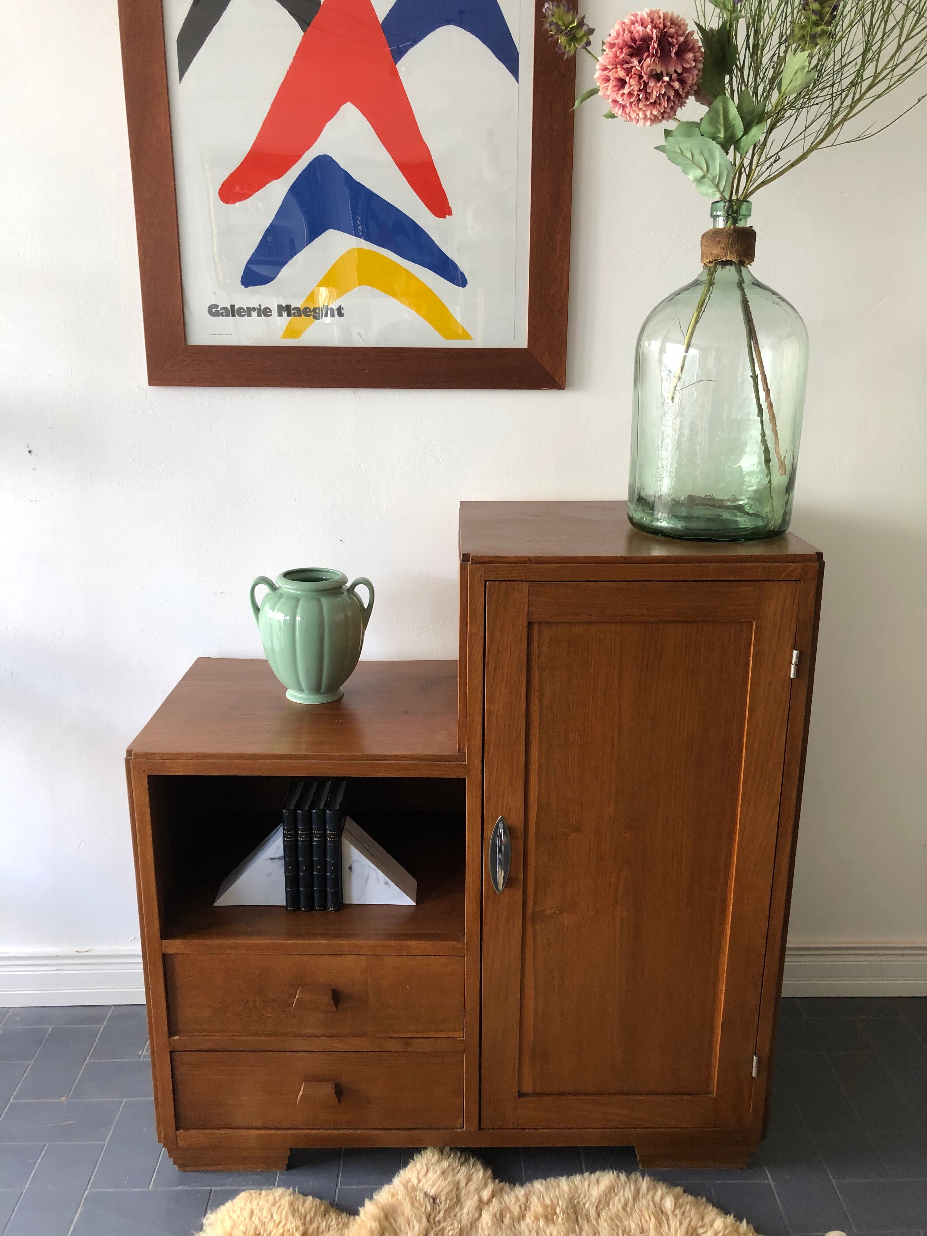 Green vintage water vase