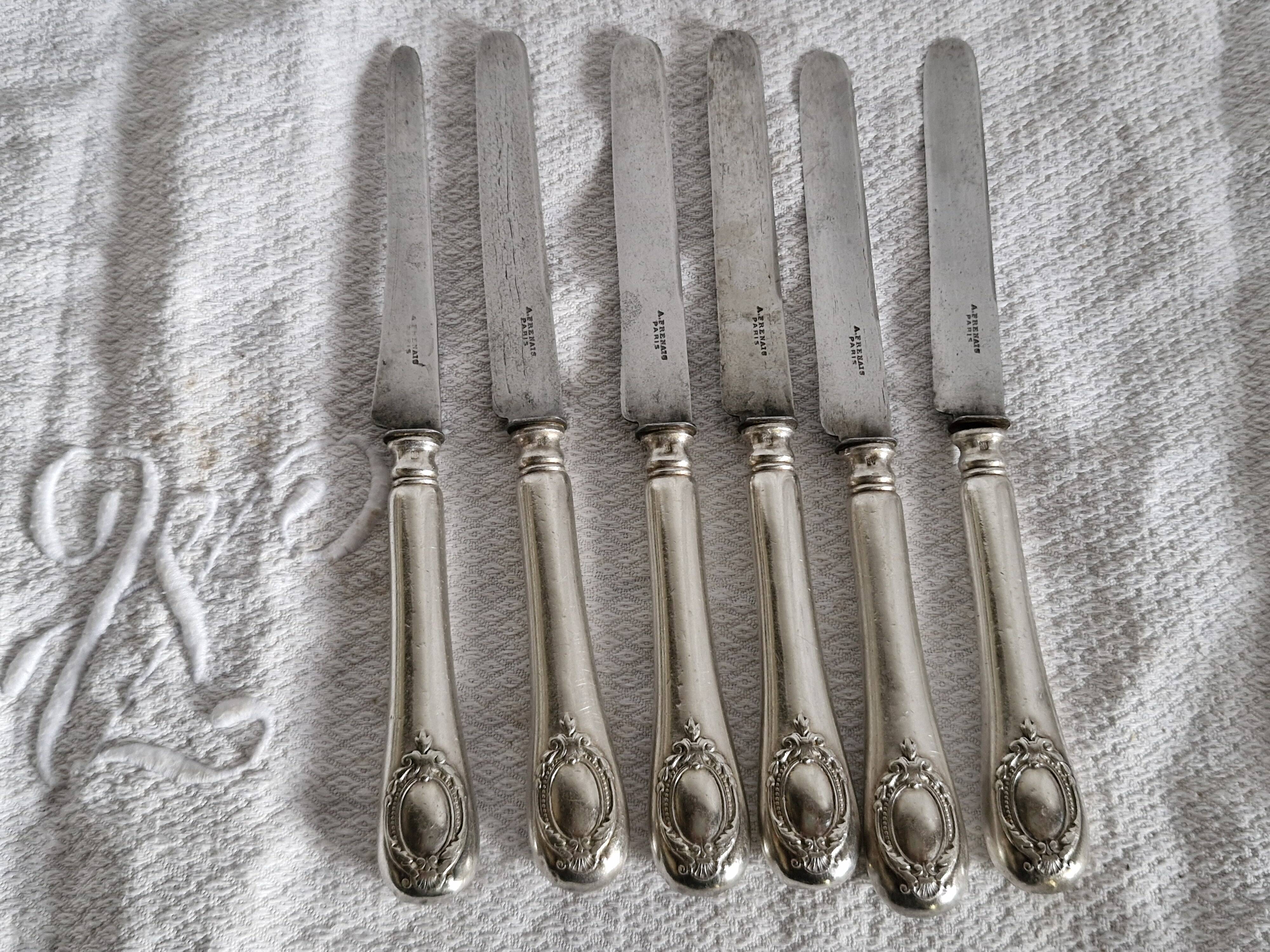 12 antique knives - Silversmith A Frenais Paris - 6 large & 6 small