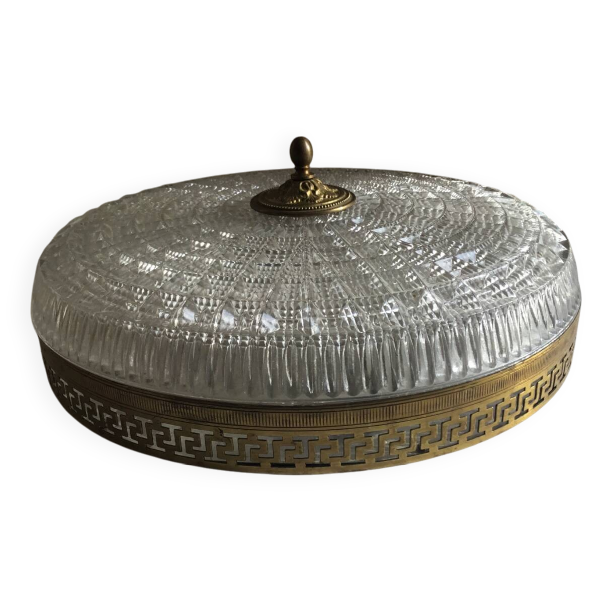 Glass and brass ceiling light