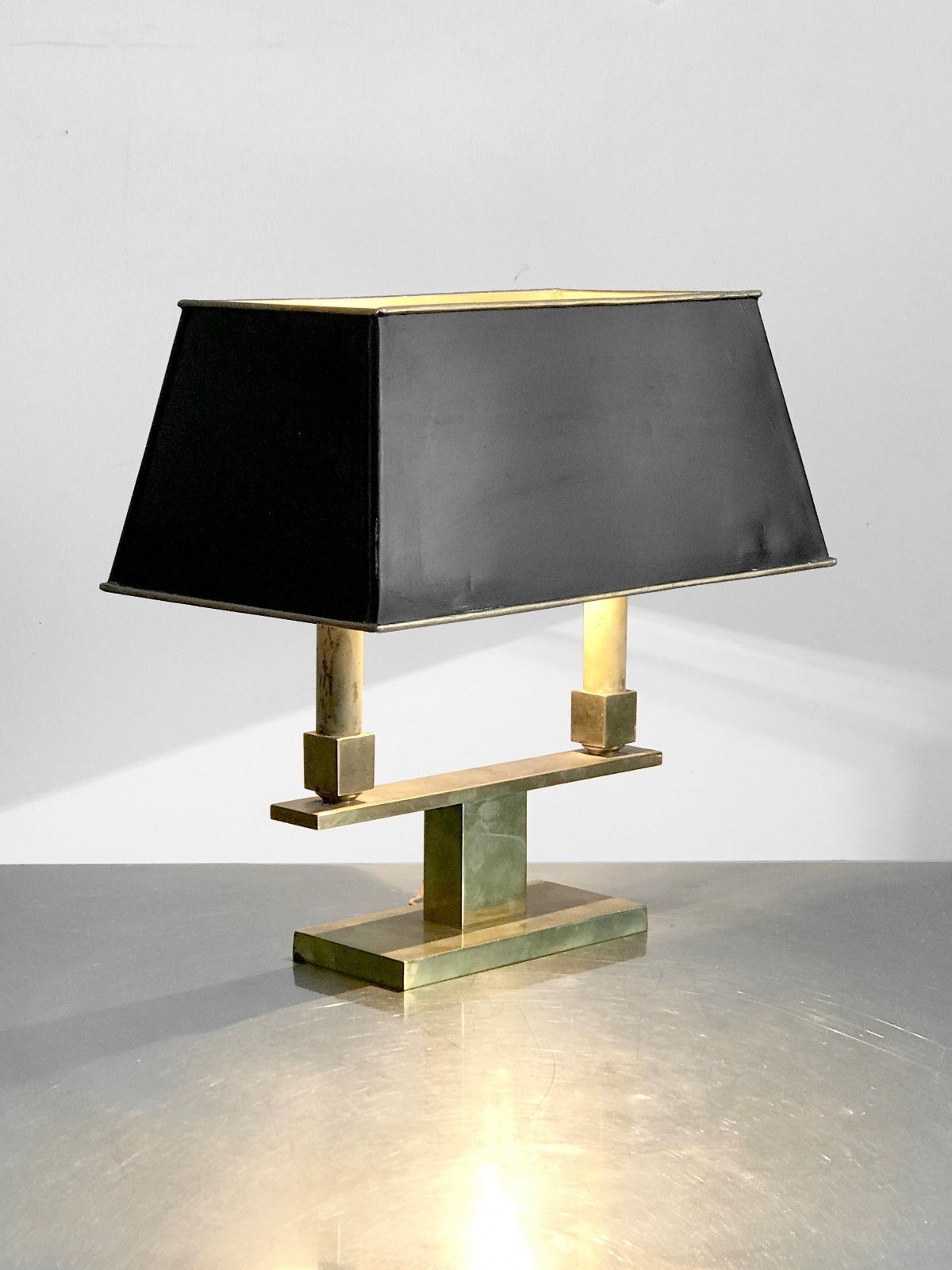 Modernist gilt bronze table lamp