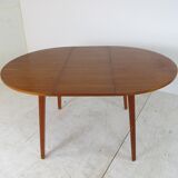 Set of 6 mid-century modernist lounge chairs in plywood - extension table by Cor Alons for Gouda den Boer
