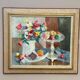 Original Swedish Oil on Canvas – "Flowers and Fruit by Ellis Wallin"