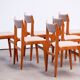 Set of 6 Scandinavian chairs vintage solid teak and wool 1960