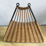 Wall shelves 50s metal and rattan