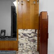 Large Art Deco wardrobe in oak, marble and mahogany, circa 1925