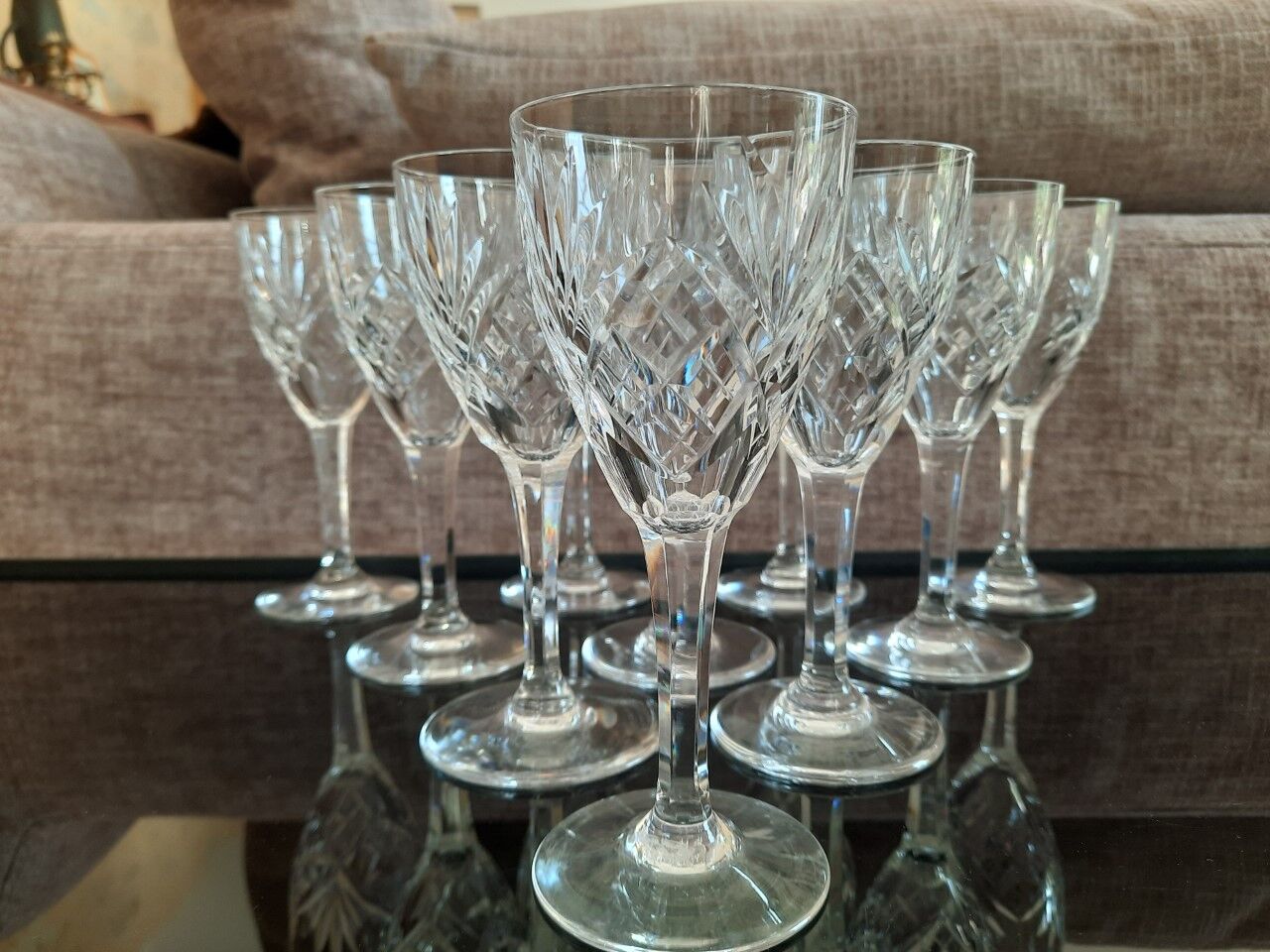Set of 10 antique crystal glasses