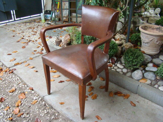 Old leather bridge chair