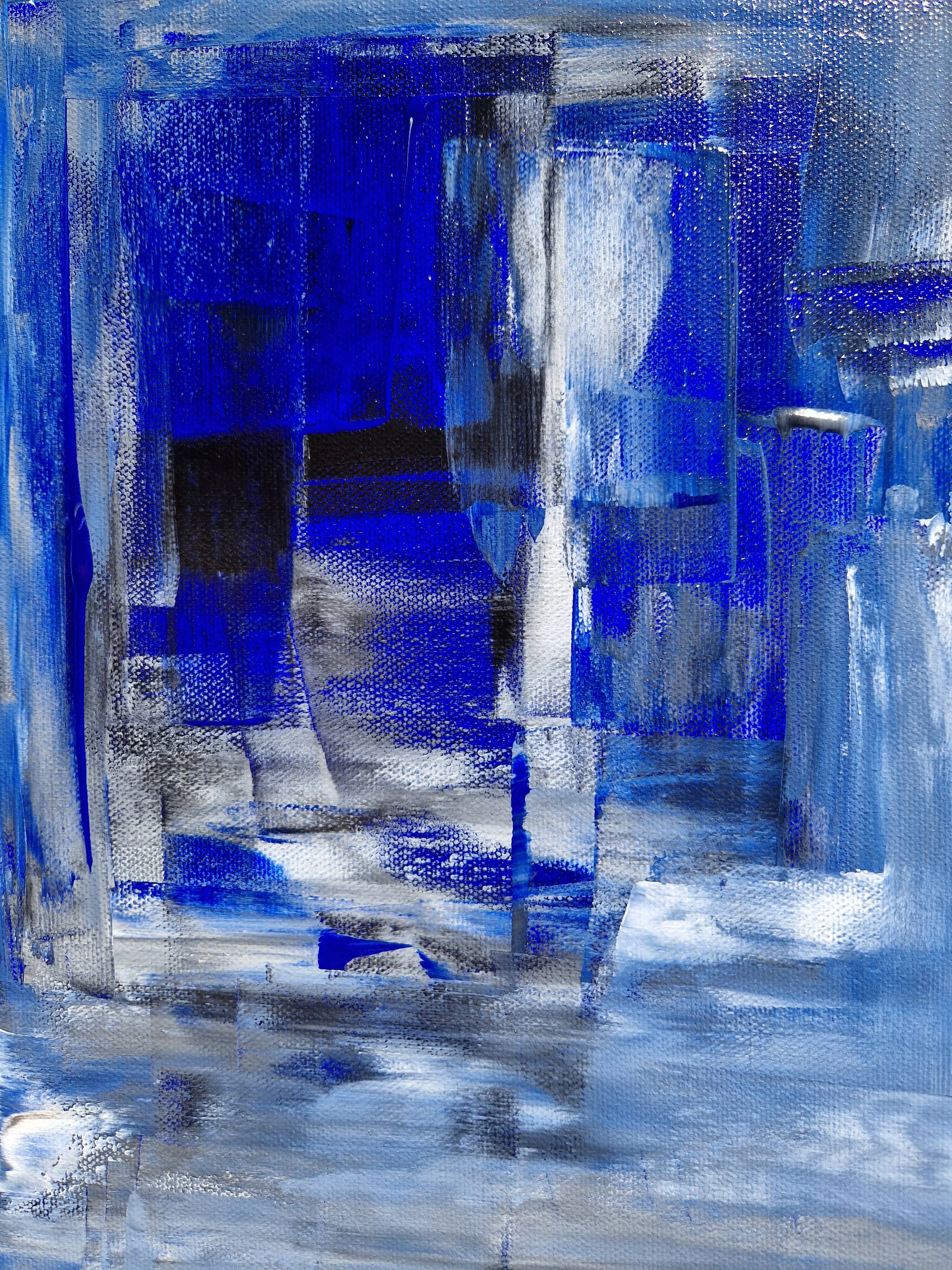 Abstract ultramarine blue painting