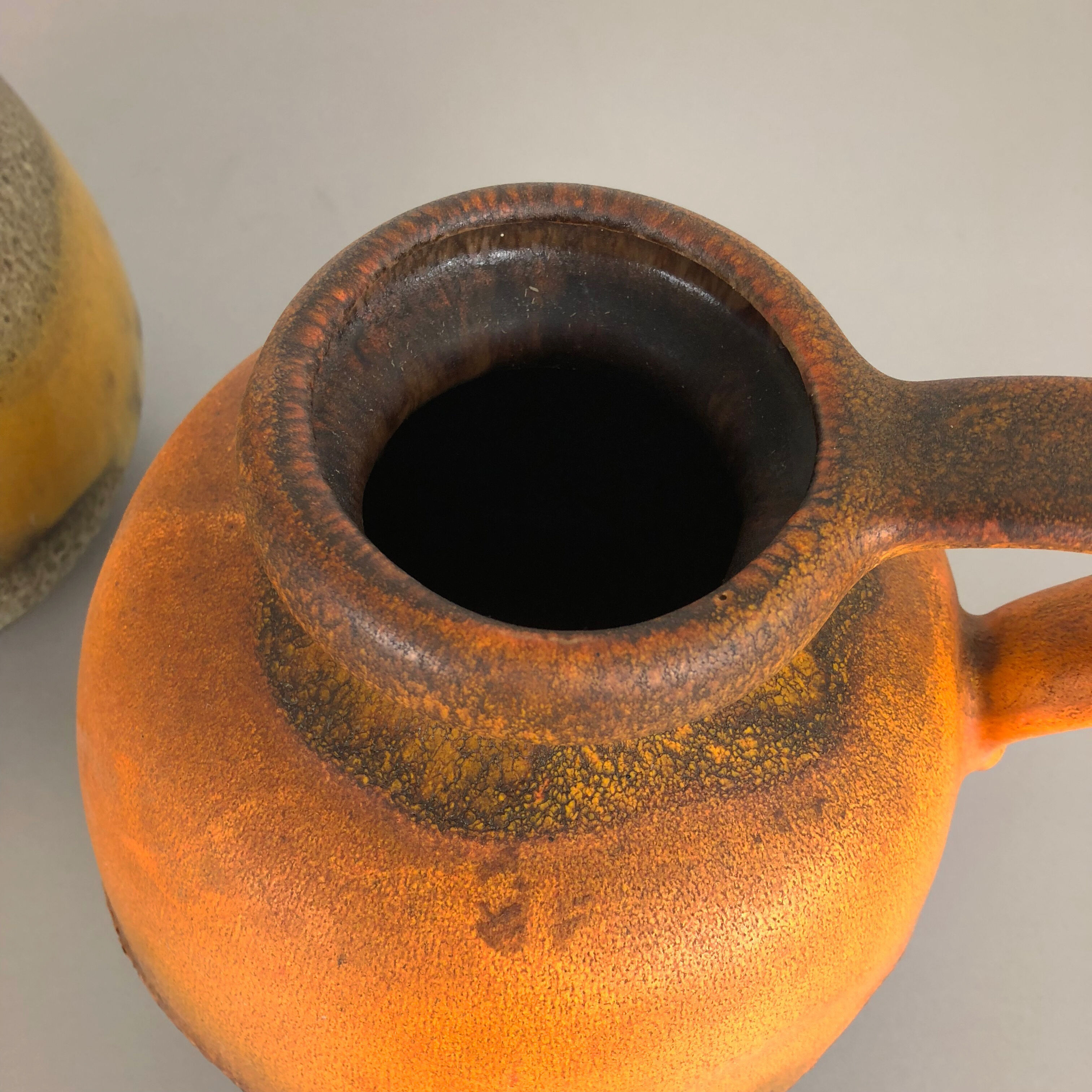 Set of two pottery fat lava vases model "484-21" made by Scheurich Germany 1970s