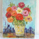 Oil-on-canvas painting 1960 by Mr. Laurent Provençal painter "The anemones"