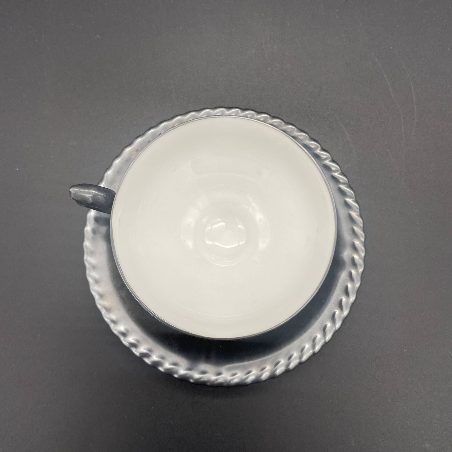 Vintage silver-plated porcelain moka cup RW Bavaria with saucer