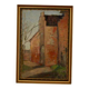 Original European oil on panel – construction scene