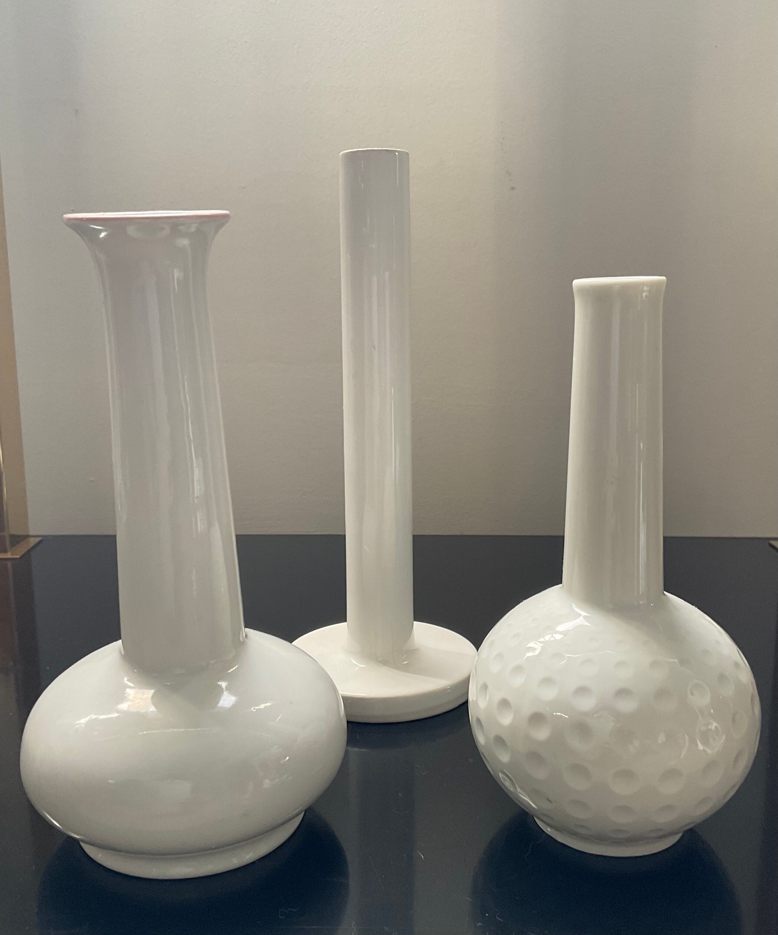 Trio de vases soliflores en céramique émaillée Germany