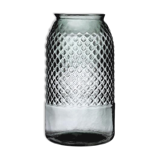 Grey glass vase with relief 28cm