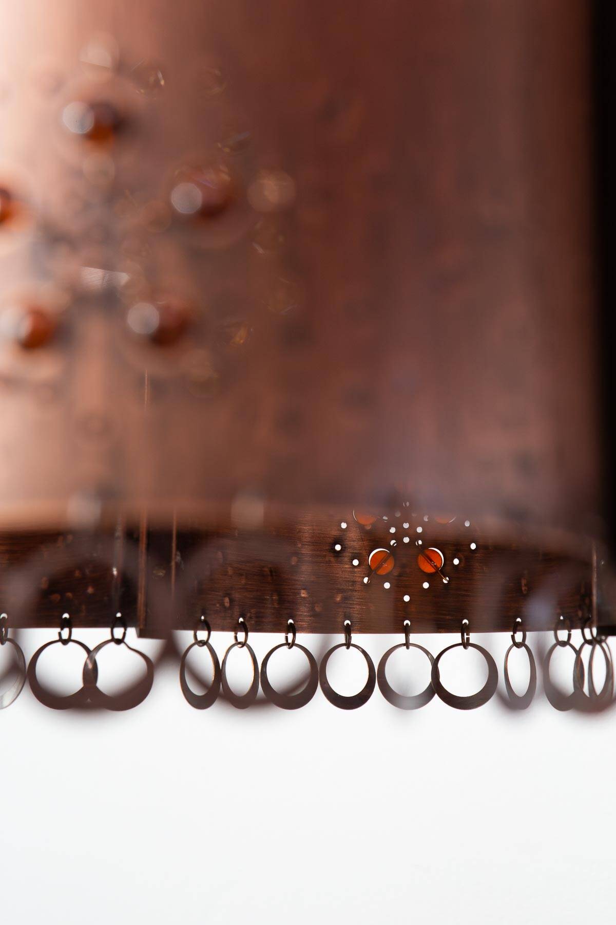 Large Scandinavian copper and wood pendant lamp circa 1970