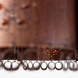 Large Scandinavian copper and wood pendant lamp circa 1970