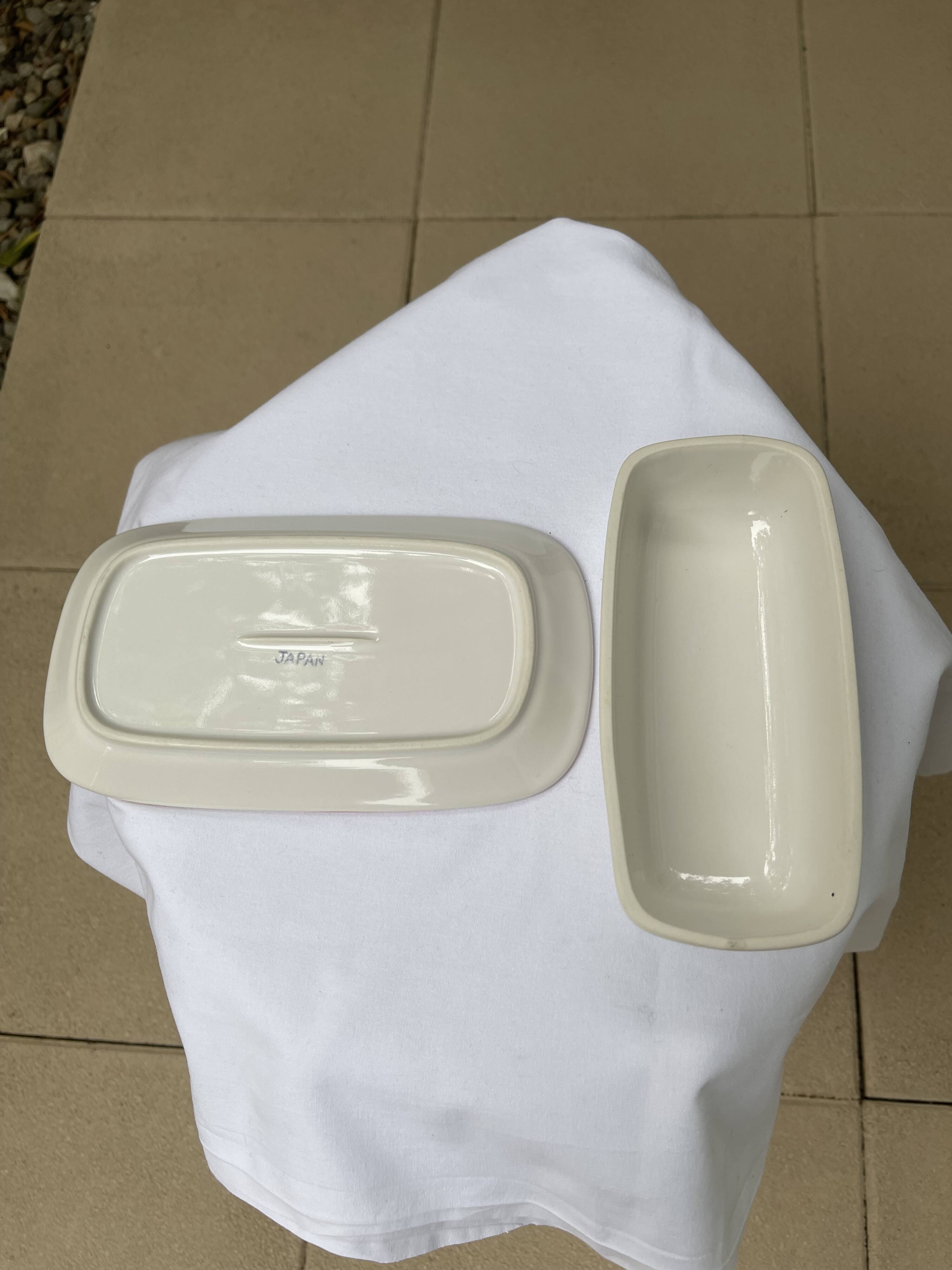 Vintage ceramic butter dish with lid.