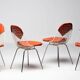 Set of 4 Eames wire chairs for Herman Miller with original Bikini seats by Girard.