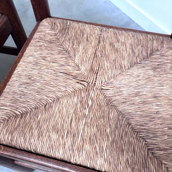 Oak and wicker dining chairs, 1960s