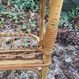 Vintage rattan magazine rack table