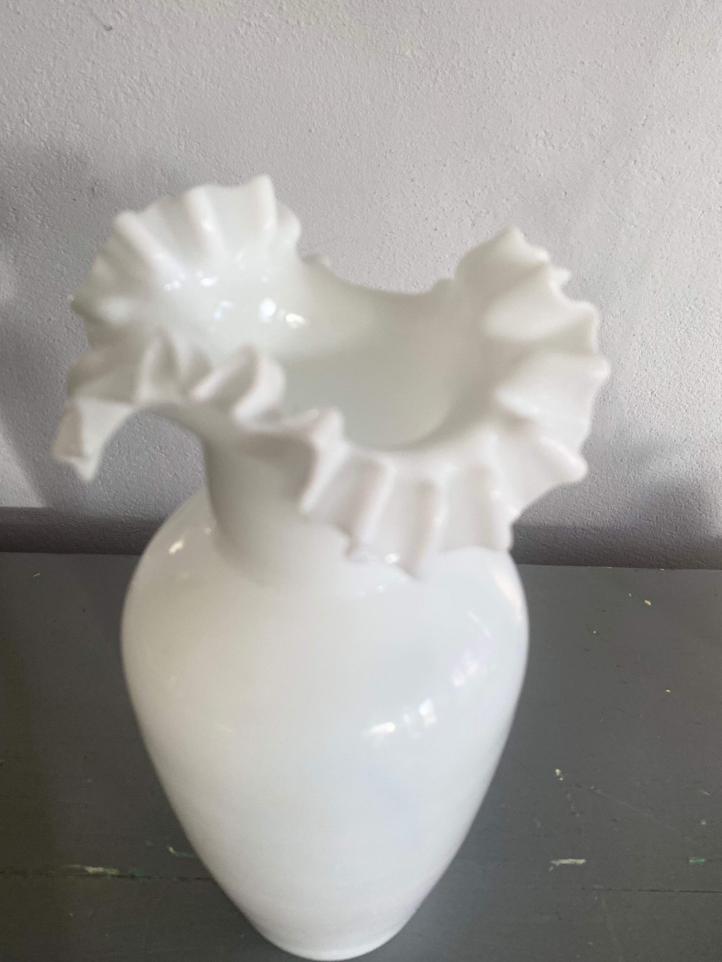 Opaline vase scalloped neck