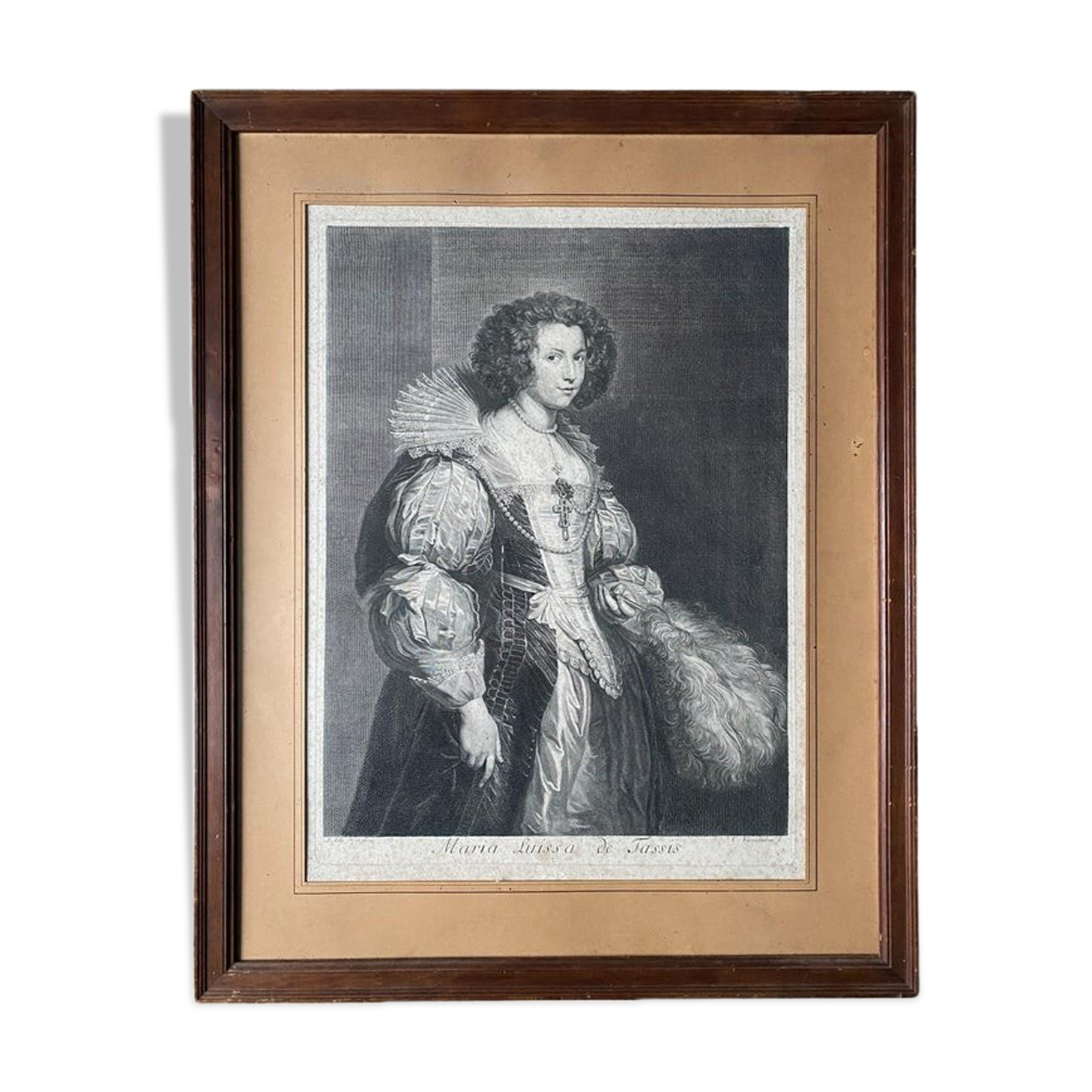 A. Van Dock, portrait of Maria Louissa De Tassis, engraving by C. Vermeulen, seventeenth century