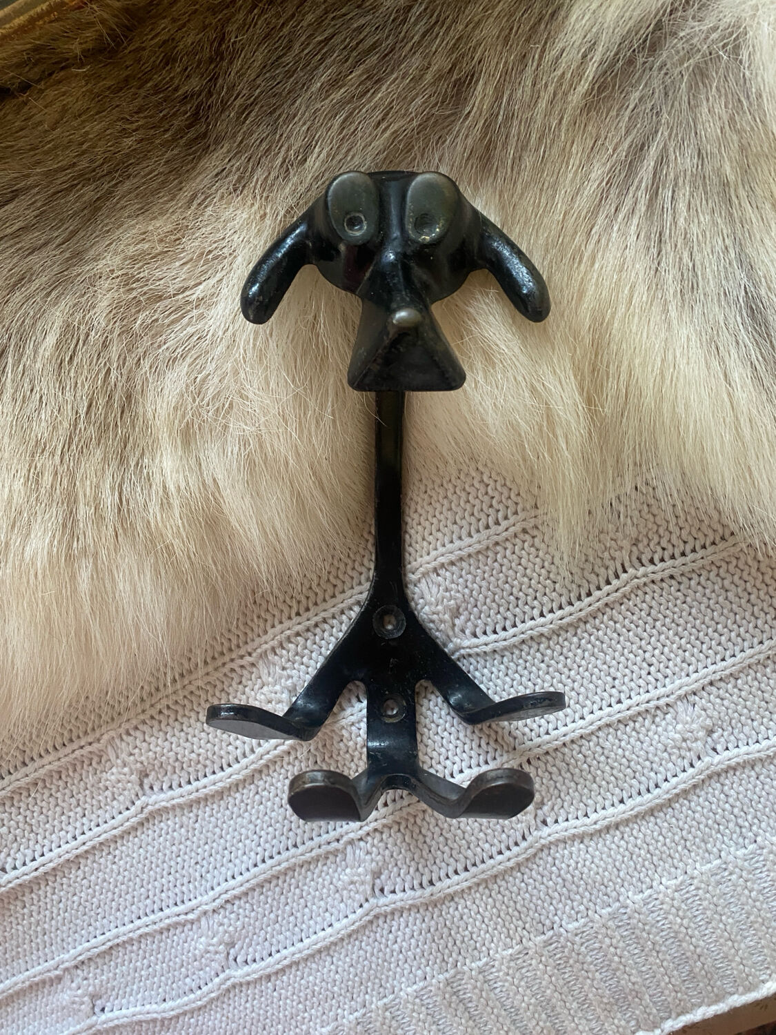 Iconic Russian coat hook "dog" in metal