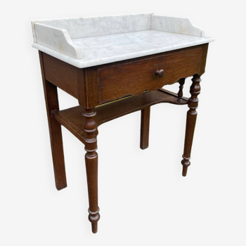 Table de toilette chêne et marbre vintage 1900