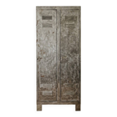 Patinated metal industrial-style locker cabinet