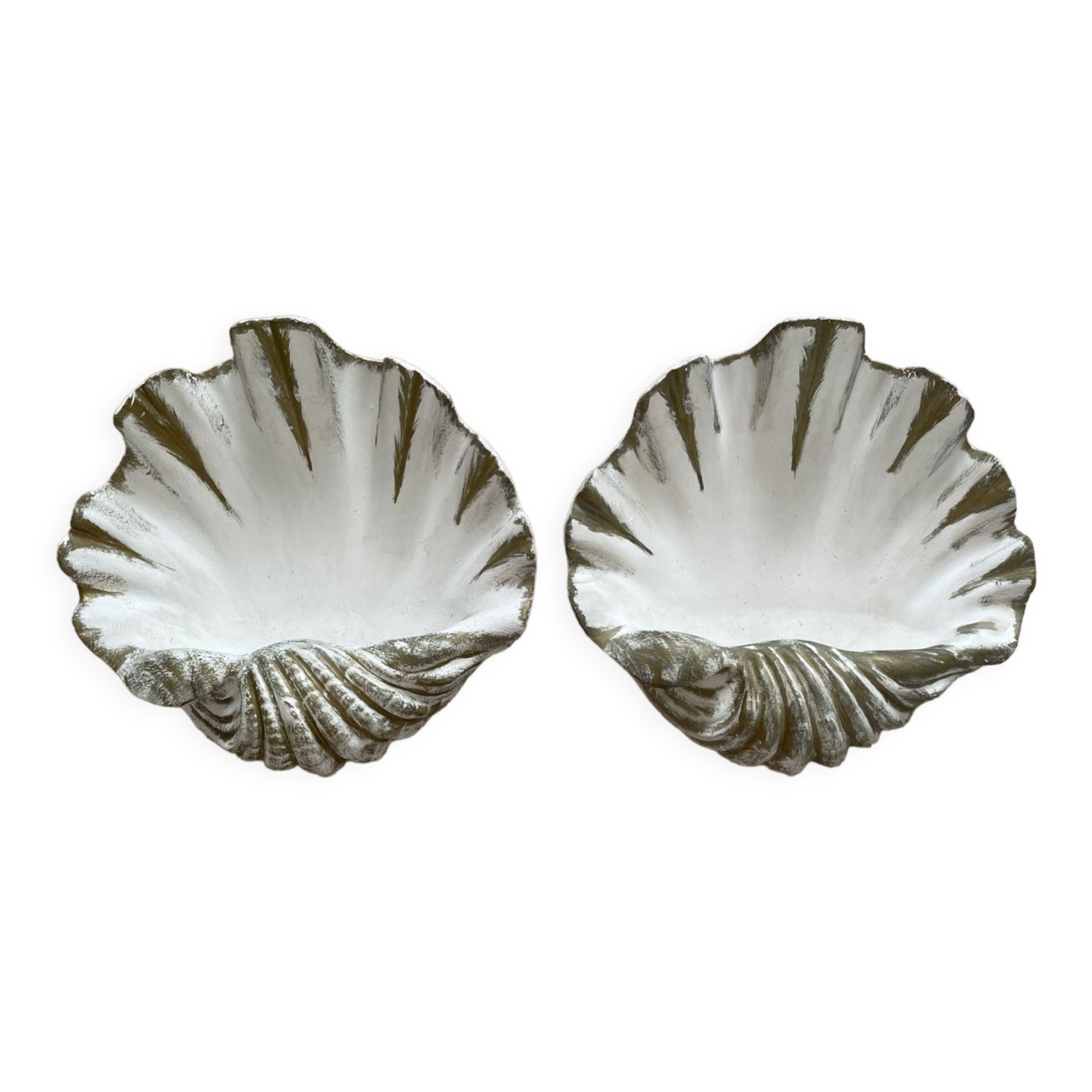 Duo of Art Deco plaster shell sconces