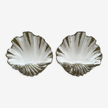 Duo of Art Deco plaster shell sconces