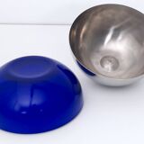 Blue Glass and Metal Ice Bucket, Italy