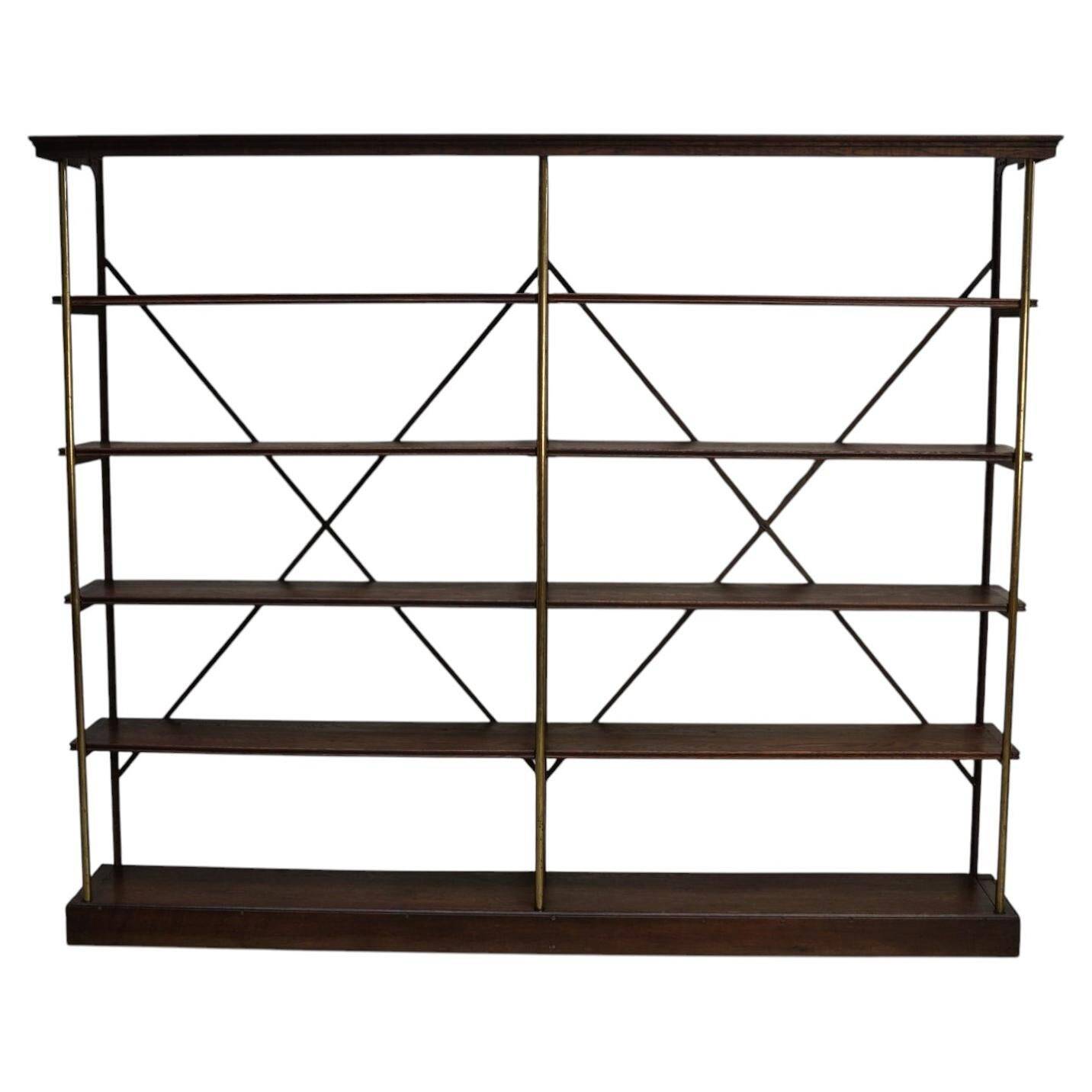 Large Oak and Iron Shelving Unit / Store Display Theodore Scherf, France 1890s