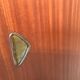 Vintage storage cabinet teak veneer sliding door compass feet