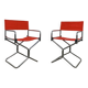 Pair of Lafuma chrome "director" folding chairs