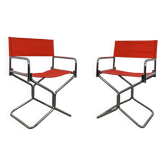 Pair of Lafuma chrome "director" folding chairs