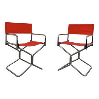 Paire fauteuils "metteur en scène" Lafuma chrome, pliants