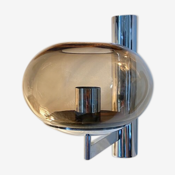 Wall lamp in chromed aluminum and smoked glass from Sciolari 1960s