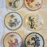 6 Mismatched Terre de Fer Hollow Plates Gien Late 19th Early 20th